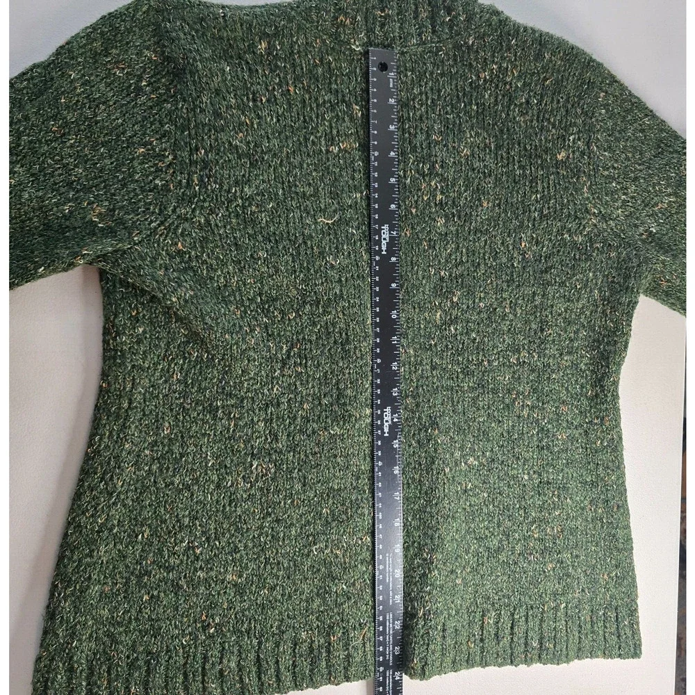 Charter Club Cardigan Women's 0X Green Button Closure V-Neck Lay Flat Collar